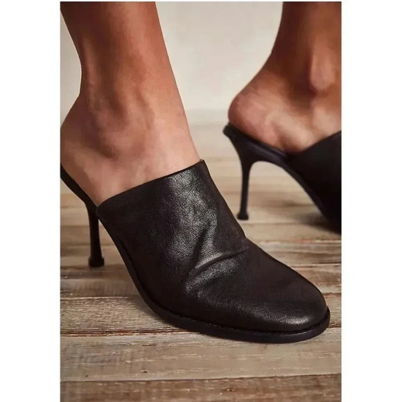 NEW Free People Leila Heeled Leather Mules size 37 US 6.5-7 - Picture 1 of 13